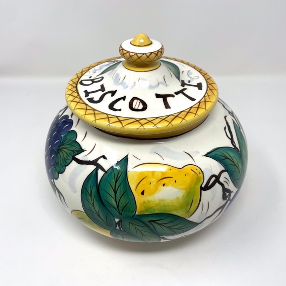 Bella Casa by Ganz Hand Painted Italian Pottery Signed by Valerio Biscotti Jar - Picture 1 of 8